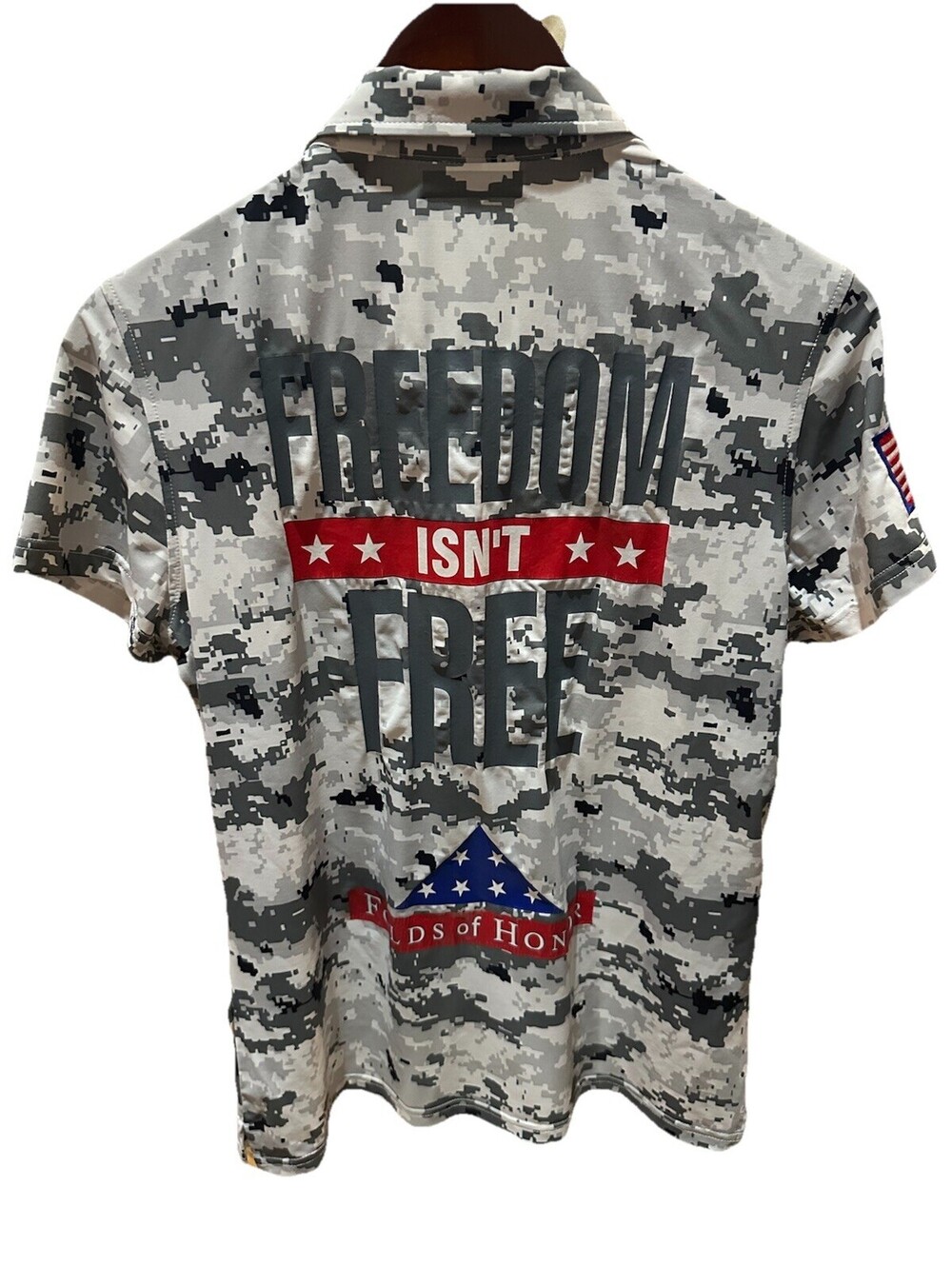 Folds of Honor Polo Womens M Freedom Isn’t Free Camo Patriotic Golf